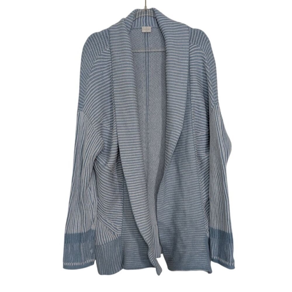 Poetry Ribbed Cardigan Womens Size 16/18 Blue 100% Cotton Open Front Sweater